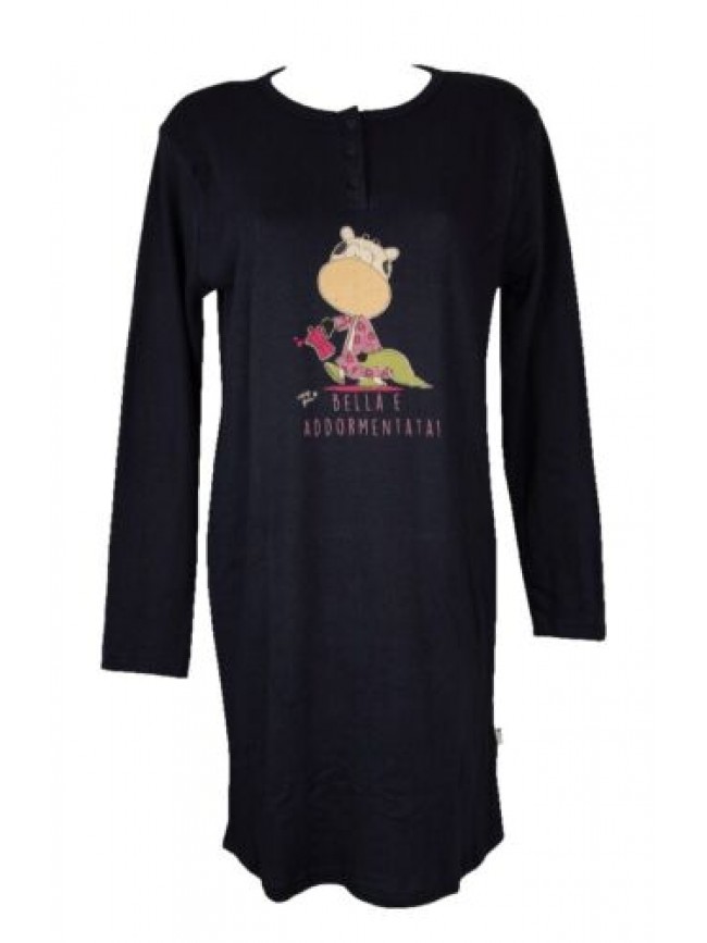 Camicia da notte donna CRAZY FARM manica lunga collo serafino cotone invernale i