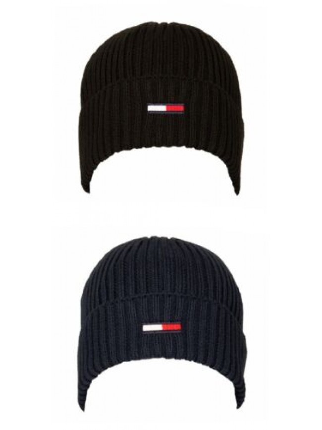 Cappello berretto TOMMY HILFIGER JEANS con risvolto misto cotone articolo  AM0AM