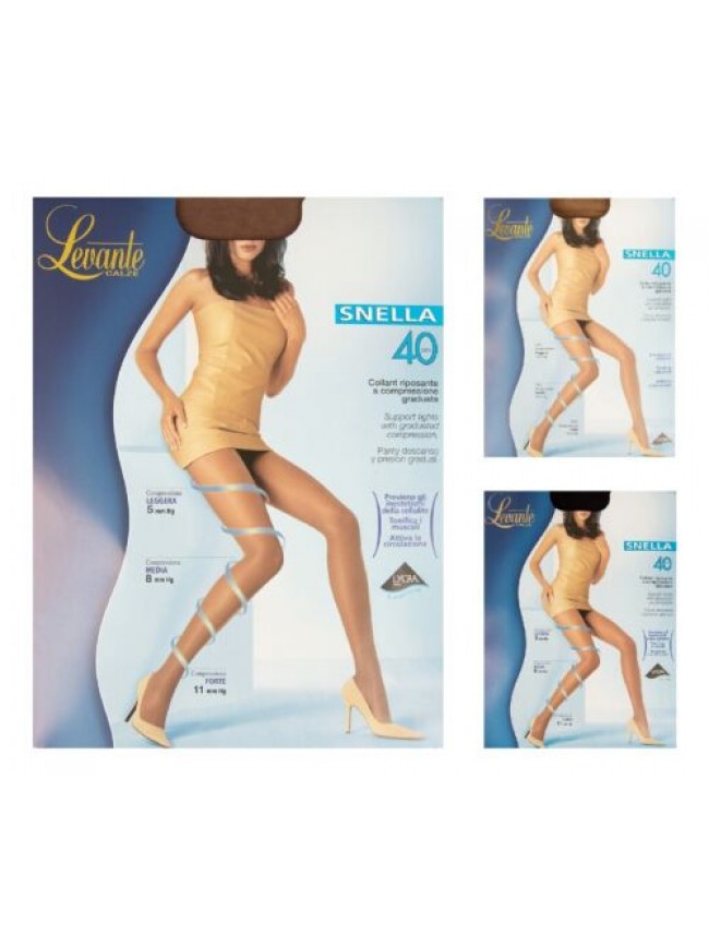 Collant calze donna 40 den 44 dtex compressione graduata cuciture piatte LEVANTE