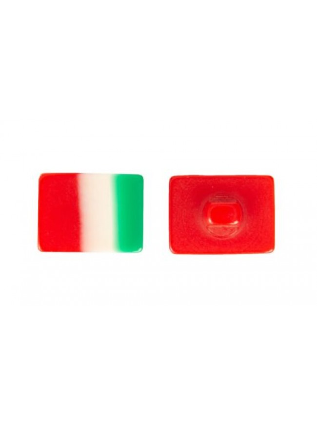 SG Set 12 bottoni rettangolari in plastica mm.16 x 10 x 6 mm bandiera italiana a