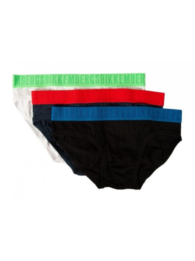 Slip uomo BIKKEMBERGS confezione 3 pezzi mutande elastico a vista cotone elastic