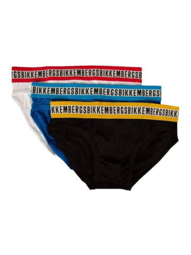 Slip uomo BIKKEMBERGS confezione 3 pezzi mutande elastico a vista cotone elastic