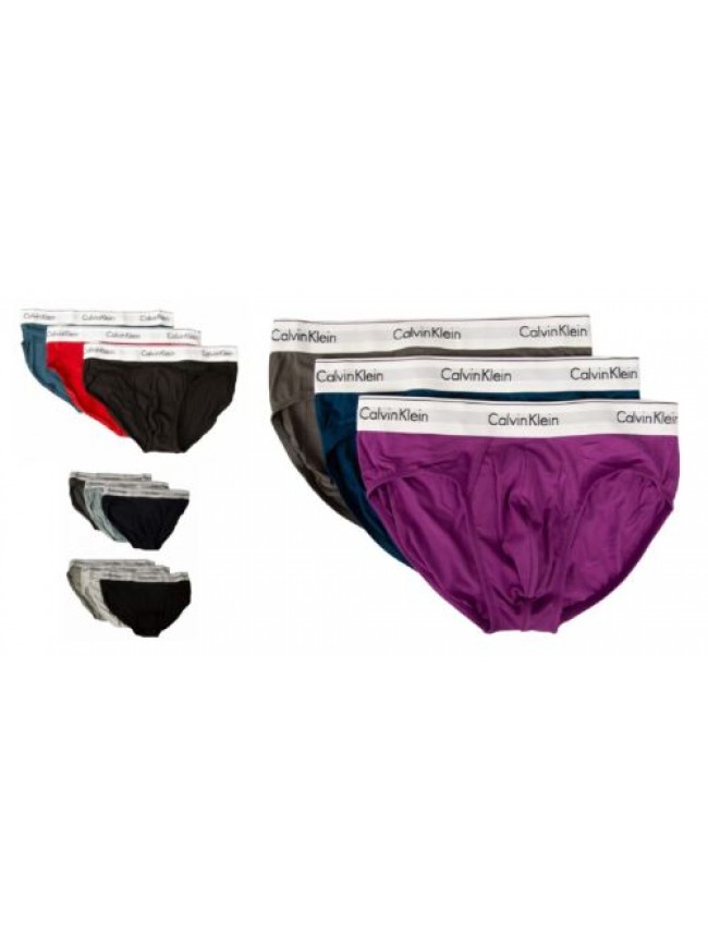 Slip uomo CK CALVIN KLEIN confezione 3pezzi elastico a vista cotone elasticizzat