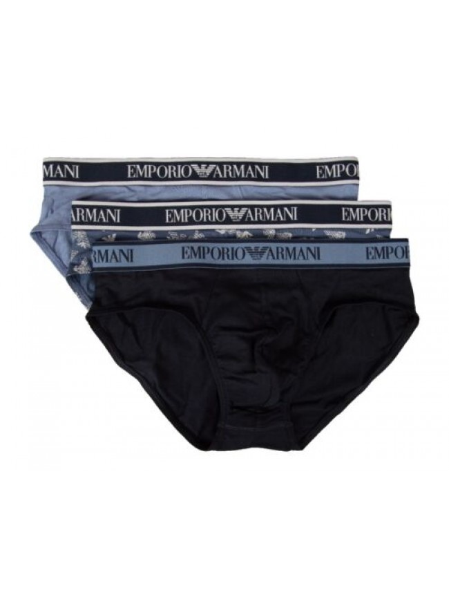 Slip uomo EMPORIO ARMANI confezione 3 pezzi mutande elastico a vista cotone elas