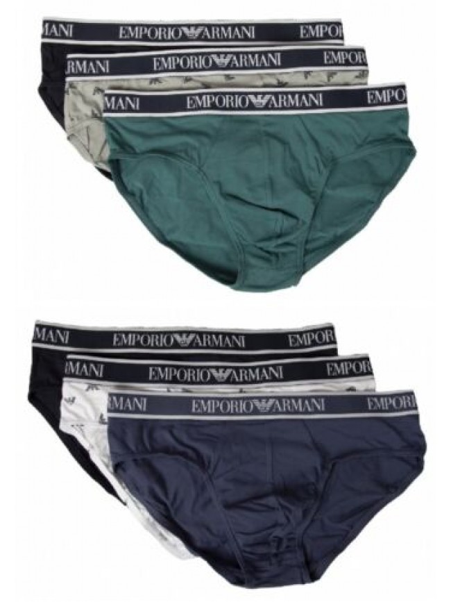 Slip uomo EMPORIO ARMANI confezione 3 pezzi mutande elastico a vista cotone elas