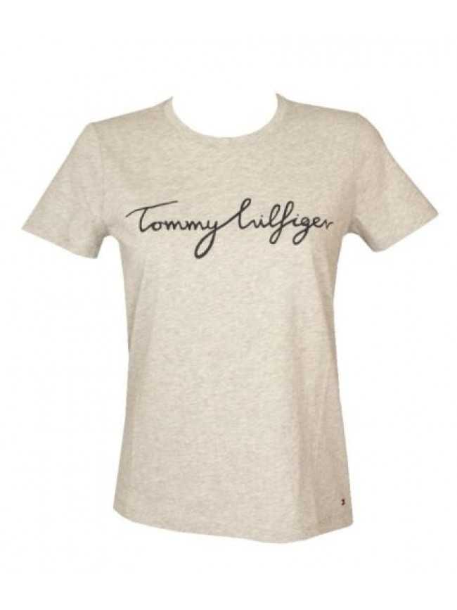 T-shirt donna TOMMY HILFIGER manica corta girocollo logo stampato puro cotone co